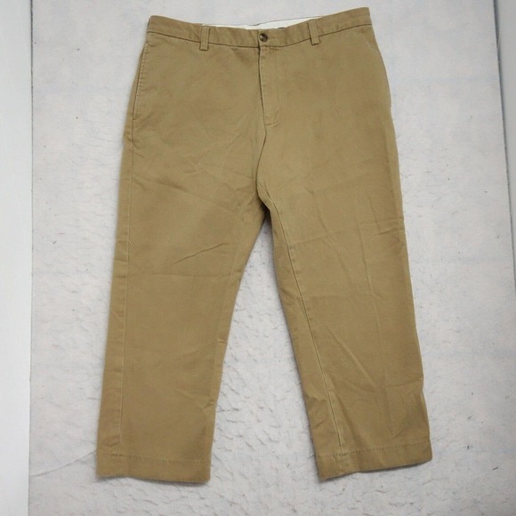 L.L. Bean Pants Mens 40 Brown Straight Leg Pockets Classic-Fit 100% Cotton Chino - Picture 1 of 10